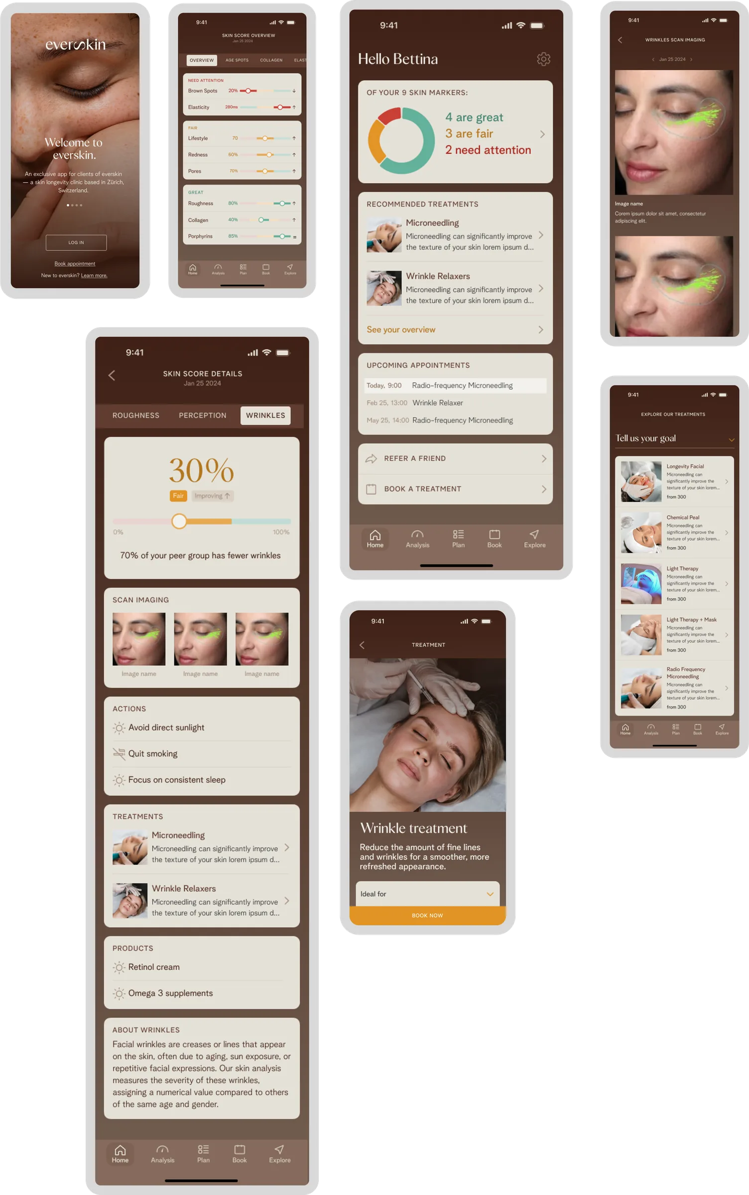 Everskin iOS app screens
