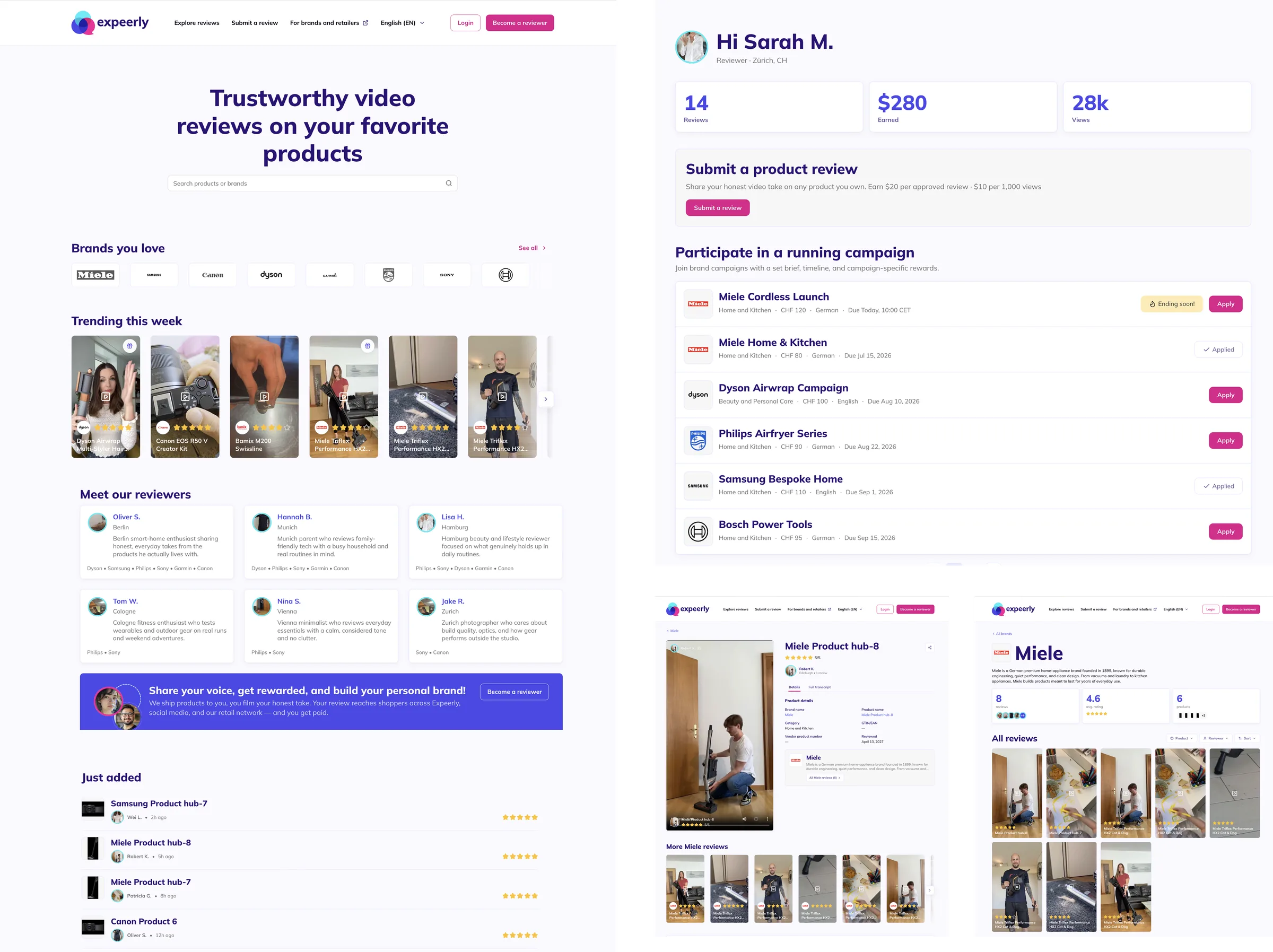 Expeerly consumer platform screens