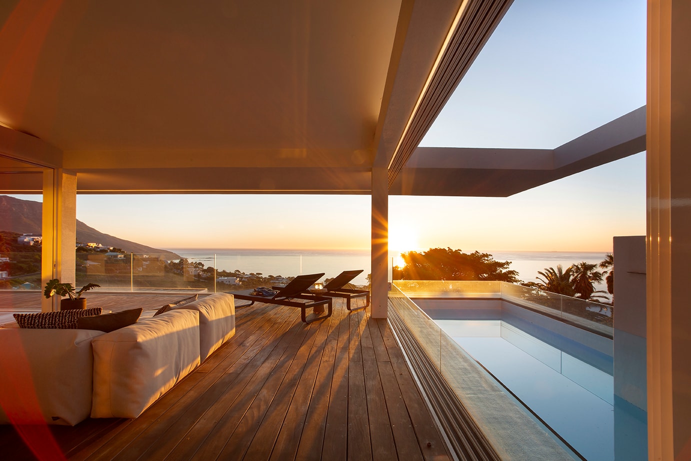 Kumi Collection luxury villa terrace at sunset